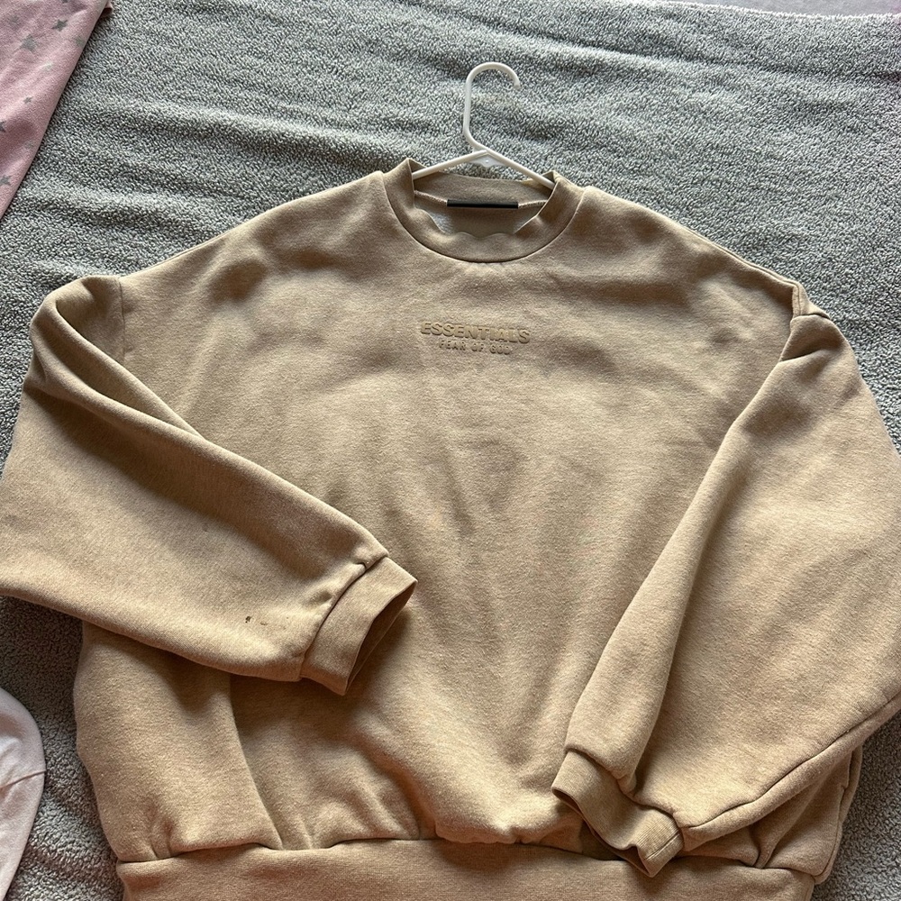 Essentials Beige Crewneck Men's Sweater